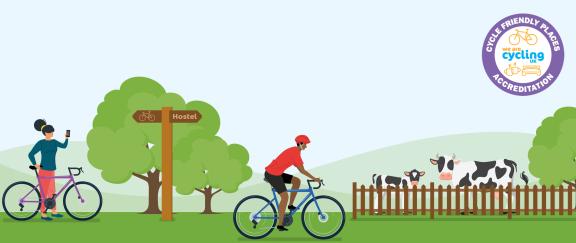 illustration of cyclists riding in countryside